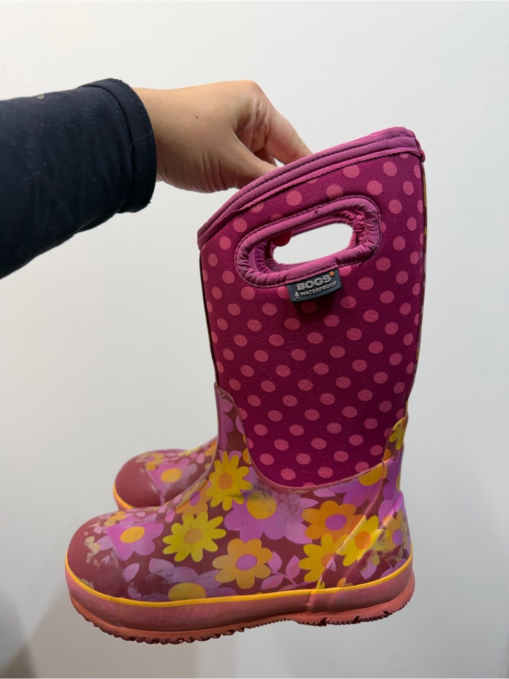 Bogs Kids Purple and Pink Floral Rain Boots